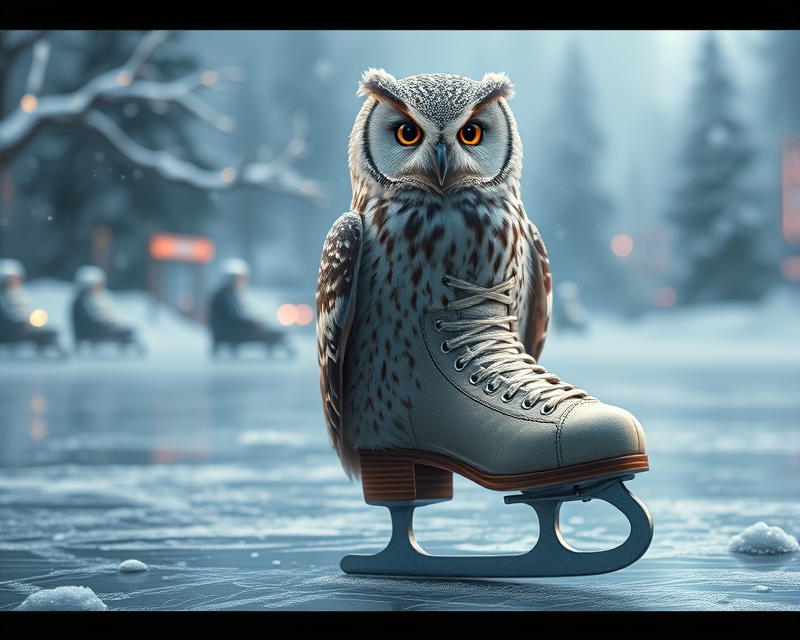 cell phone, ice skate, owl